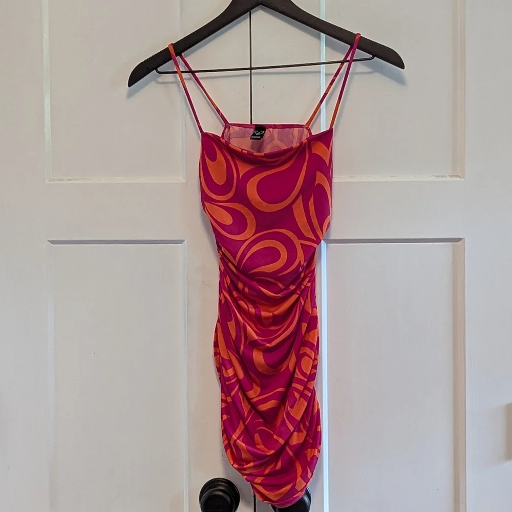 Windsor Ruched Dress Sz Small Vibrant Colorful Excel Used Cond Poly/Spandex - Picture 3 of 6